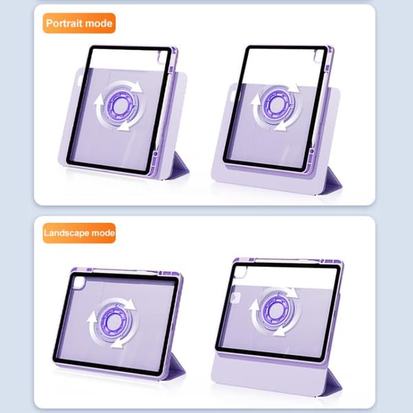 iPad Pro 11 2024 - Stressavlastande Rotationsbart Y-Fold Läderfodral Blå