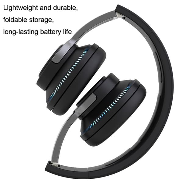 H2 Färgglad Luminous Subwoofer Fällbar Retractable Kort Trådlös Bluetooth Headset Vit