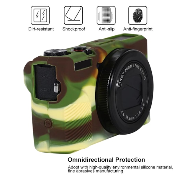 Mjukt silikonfodral för Canon PowerShot G7 X Mark III / G7X III / G7X3 Kamouflage