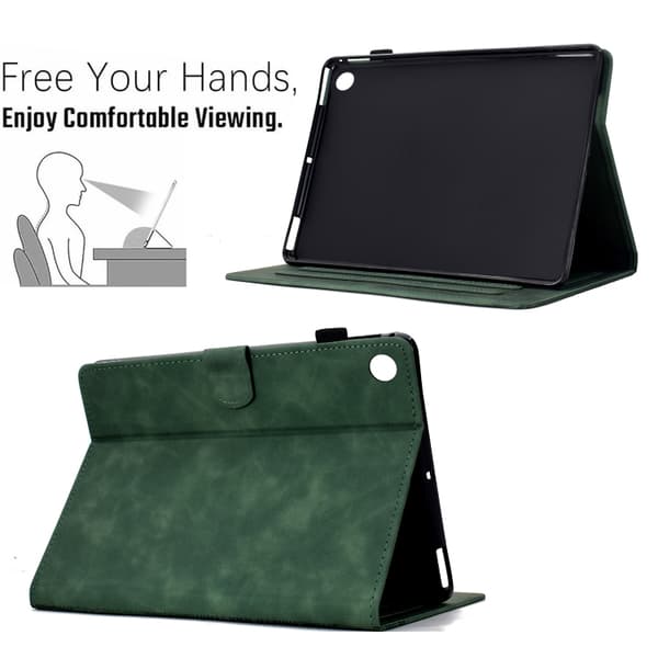 Samsung Galaxy Tab A9+ / A11+ Kattpräglat Läderfodral Grön