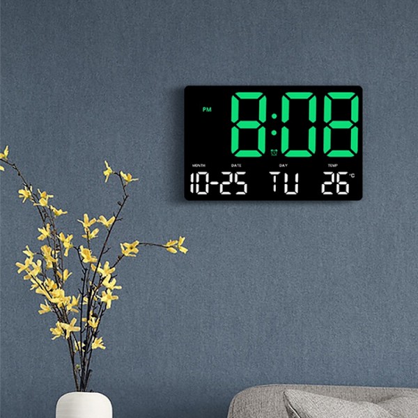 Stor display LED digital klocka 5 lägen Ljusstyrka justerbar Temperatur Stum elektronisk klocka (Western Red Double Color)