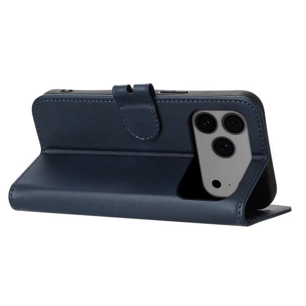 iPhone 18 Pro Max / iPhone 17 Pro Max Skal läderfodral med präglad glad kattmönster Blå