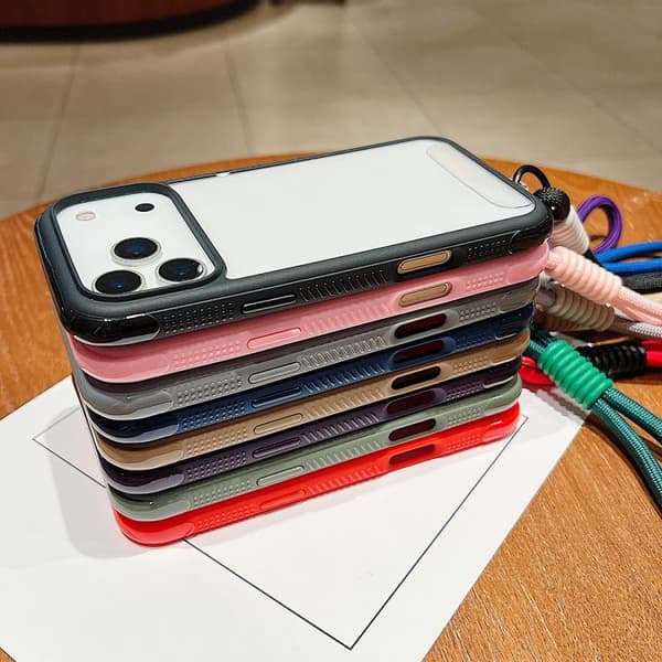 iPhone 17 Air Skal - solid färg med transparent kant och handledsrem Kunglig blå