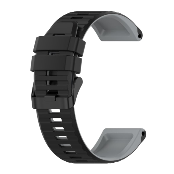 För Garmin Forerunner 935 22mm Silicone Mixing Color Watch Band Black-grey
