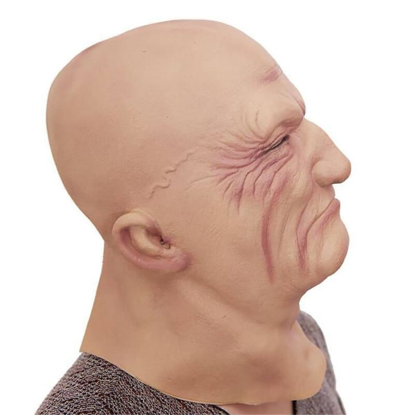 Halloween Old Man Cosplay Helhuvud Silikonmask Karneval Maskerad Realistisk Människoansikte Nyhet Huvudbonader Kostym rekvisita
