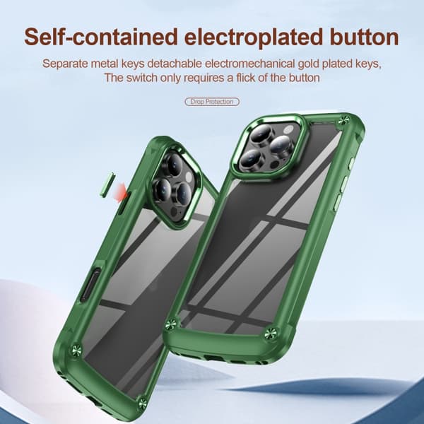 iPhone 16 Pro TPU + PC Linsskydd Skal Grön