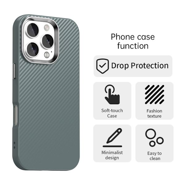 iPhone 16 Pro Max Kolfiber Series IMD Skal Grå