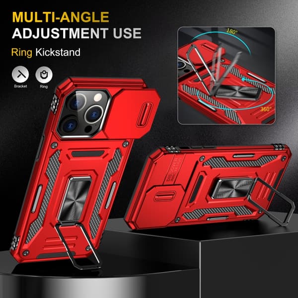 iPhone 16 Pro Max Skal med Armor PC + TPU Kameraskydd Röd