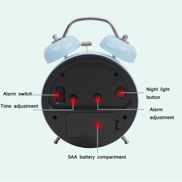 Student Söt Stil Klocka Alarmklocka Sängbord Tyst Klocka Med Ljus Specifikation: Y35 4 Tum (Grön)