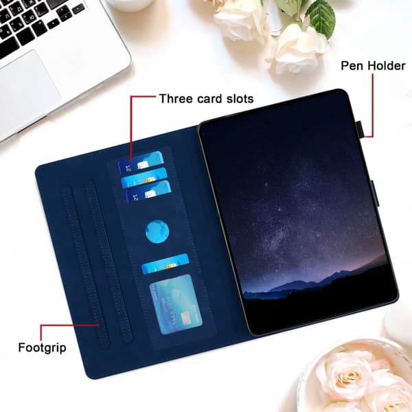 Samsung Galaxy Tab A7 Lite T220 Honeycomb Prägad Läderfodral Blå