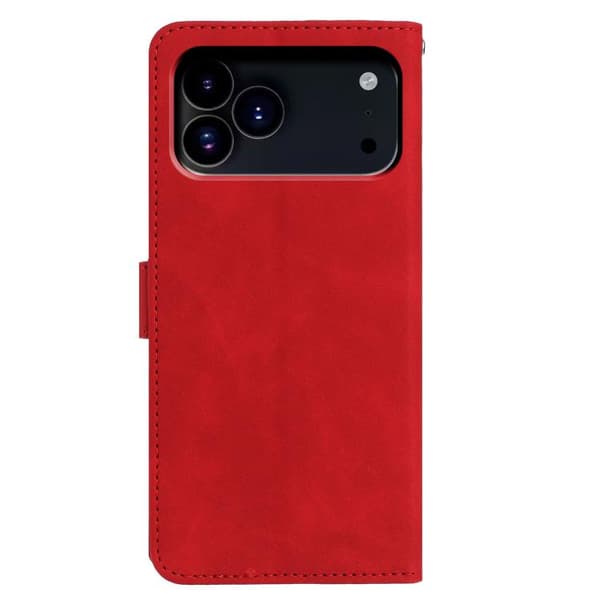 iPhone 18 Pro Max / iPhone 17 Pro Max Skal läderfodral med månbelyst fjärilsdansmönster Röd