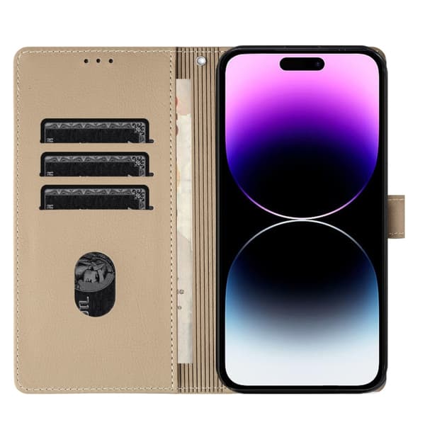 iPhone 16 Pro Max Cartoon Elephant Embossed Fodral - Skal Läder Kaki
