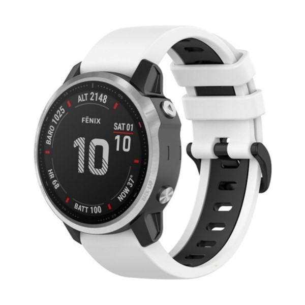 För Garmin Fenix ​​6S Pro 22 mm silikon watch i två färger White-Black