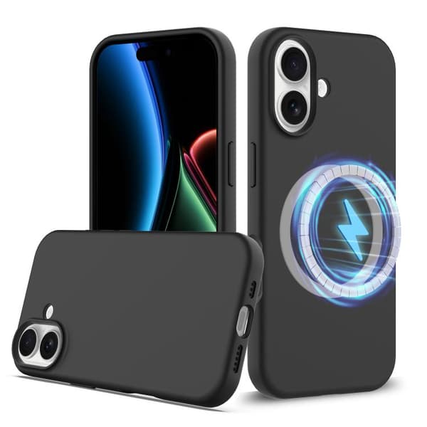 iPhone 17 Shockproof Silikon Skal med MagSafe Svart