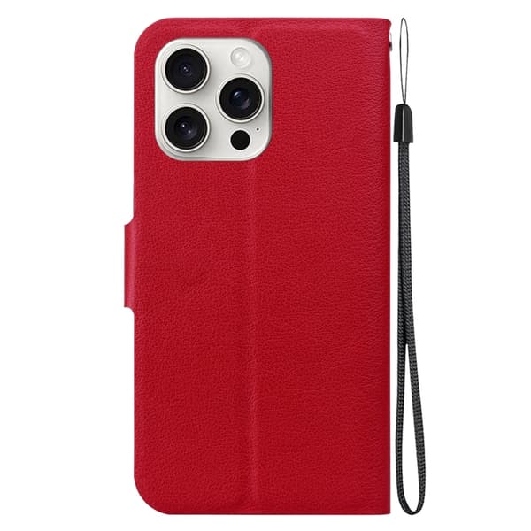iPhone 16 Pro Max Ultra-tunn Spänning Magnetisk Spänne Läder Skal - Fodral Röd