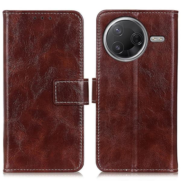 Redmi K80 / K80 Pro - Retro Crazy Horse Textur Läderfodral Brun