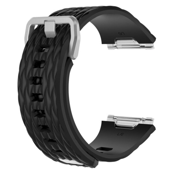 För Fitbit Ionic Dragon Scale Texture Silicone Watch Band med spänne Black S