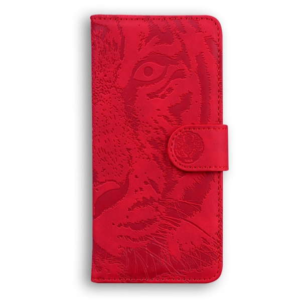 Redmi Note 14 Pro / Note 14 Pro+ 5G - Tiger Prägung Lederhülle Röd