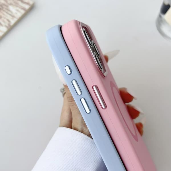 iPhone 16 Pro Max Metallram Flytande Silikon MagSafe Skal Marinblå