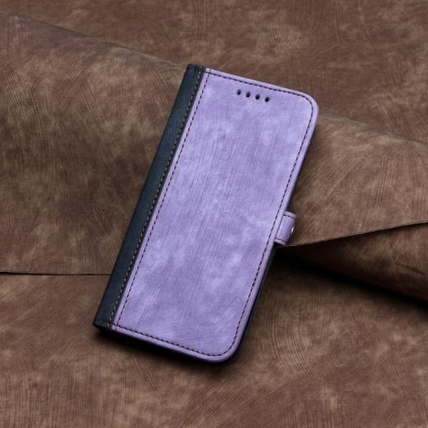 Redmi Note 14 4G - Läderfodral med Sidobuckle och Dubbelvikts Handrem, Purpur