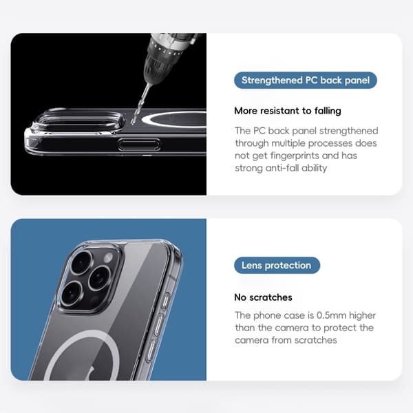 iPhone 16 Pro Crystal Clear MagSafe Magnetisk Skal Transparent titanblå