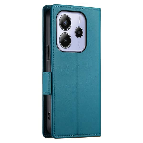 Redmi Note 14 4G - Global Sidobuckle Magnetisk Frostad Läderfodral Blå