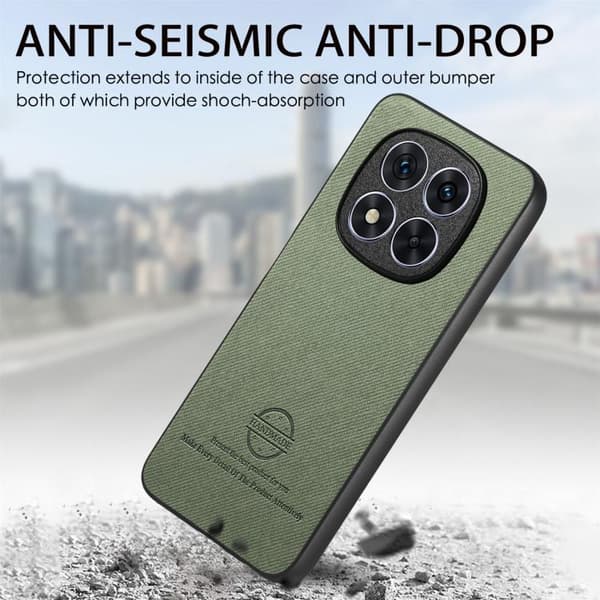 Redmi Note 14 Pro+ 5G - Twill Tyg Läder Skal Grön