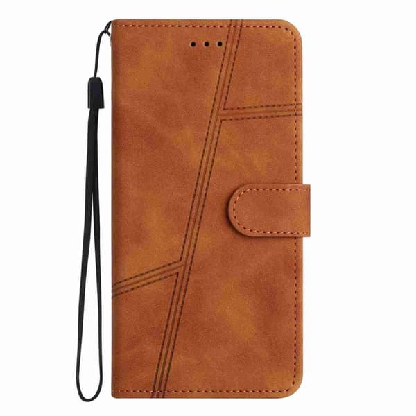 iPhone 18 Pro Max / iPhone 17 Pro Max Skal läderfodral med skin-feel sömnad Brun