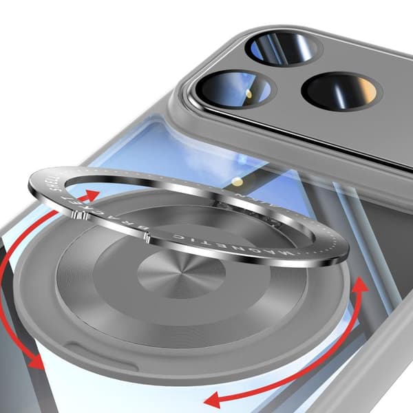 iPhone 18 Pro Max / iPhone 17 Pro Max 360 Hållare Magsafe Akryl Hybrid TPU Skal Grå
