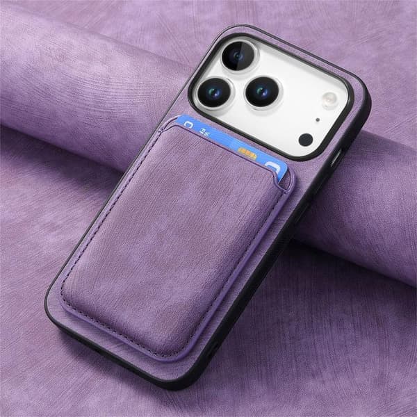 iPhone 18 Pro Max / iPhone 17 Pro Max Retro Läder Kortväska Magnetisk Skal Purpur