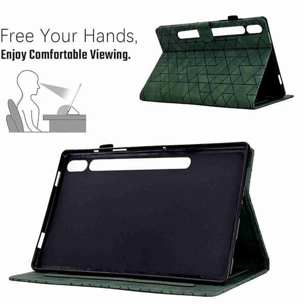 Samsung Galaxy Tab S7/S8 Rhombus TPU Läderfodral Grön