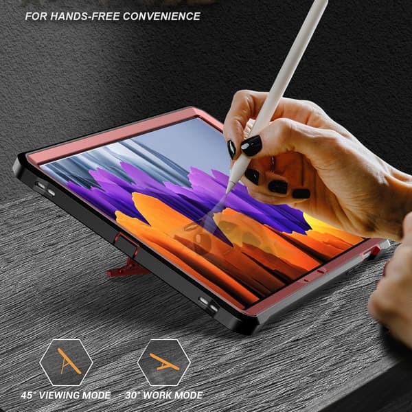 Samsung Galaxy Tab S7/S8 Explorer PC + TPU Skyddsfodral med Penna Röd
