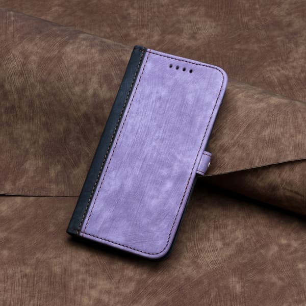 Redmi Note 14 Pro+ 5G - Sidofäste Dubbelvikts Handrem Läder fodral Purpur