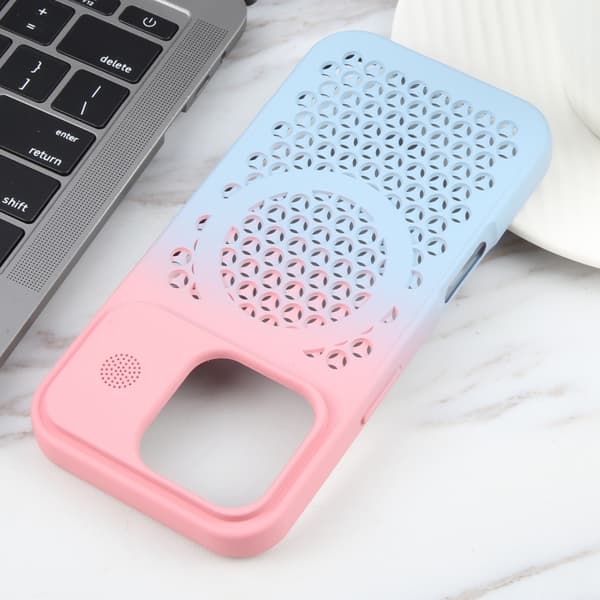 iPhone 16 Pro Gradient Färg Honungskaka Aromaterapi MagSafe Skal Rosa Blå