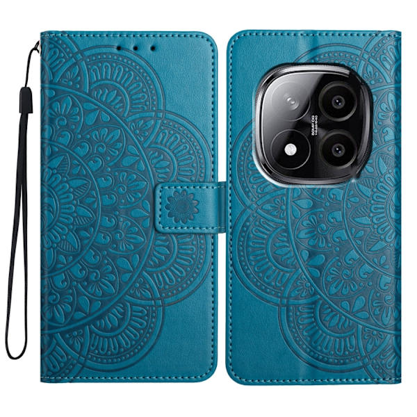 Redmi Note 14 Pro+ 5G - Blommig Prägad Läderfodral Blå