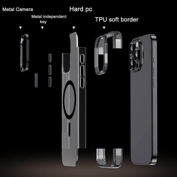 iPhone 16 Pro Skal - 3 1 Magnetisk MagSafe Kristall Telefon Skal Transparent grå