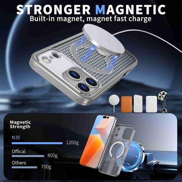 iPhone 18 Pro Max / iPhone 17 Pro Max Skal med Honungskombination och MagSafe Titangrå
