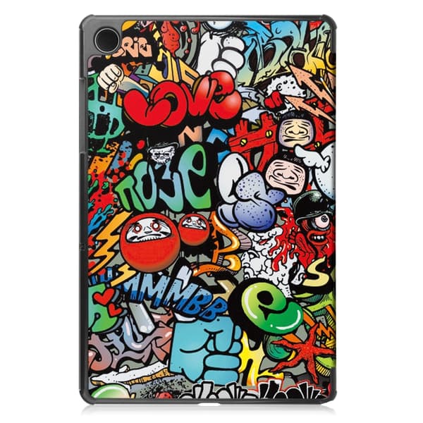 Samsung Galaxy Tab A9 / A11 Målade 3-Faldig Läderfodral Graffiti