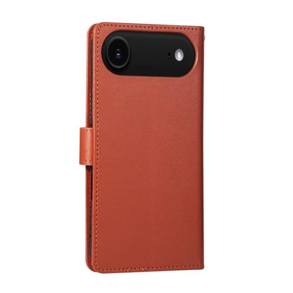 iPhone 17 Air Multifunktionellt Läderfodral med 3 Kortfack Brun