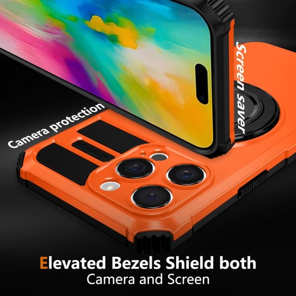 iPhone 16 Pro Max Rotating Magnetisk Hållare Skal Orange