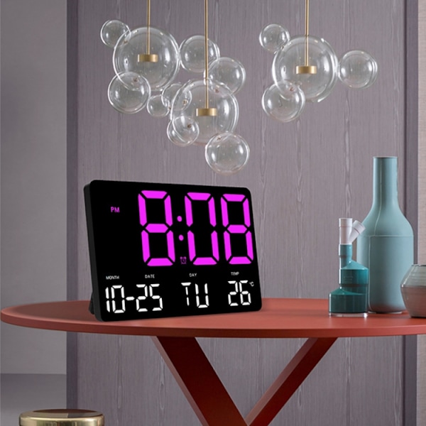 Stor display LED digital klocka 5 lägen Ljusstyrka justerbar Temperatur Stum elektronisk klocka (Western Red Double Color)
