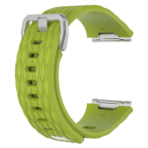 För Fitbit Ionic Dragon Scale Texture Silicone Watch Band med spänne Lime Green S