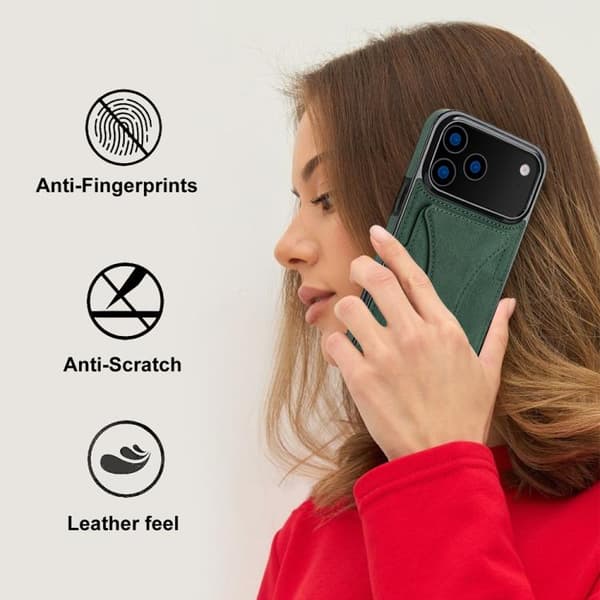 iPhone 17 Pro Skal - Ultra-tunn Stötsäker Telefonfodral med Hållare Grön