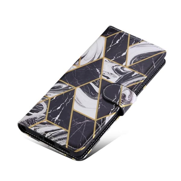 Redmi Note 14 Pro 5G - Marmor Bronserad Sömmad Läderfodral Svart