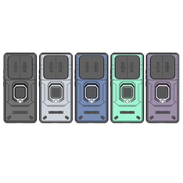 Redmi Note 14 Pro 4G Global - Shockproof TPU + PC Sliding Camshield fodral med Ställ Grön