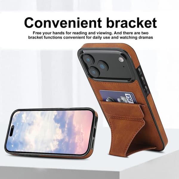 iPhone 18 Pro Max / iPhone 17 Pro Max Skal - Ultra-tunn Stötsäker Telefonfodral med Hållare Brun