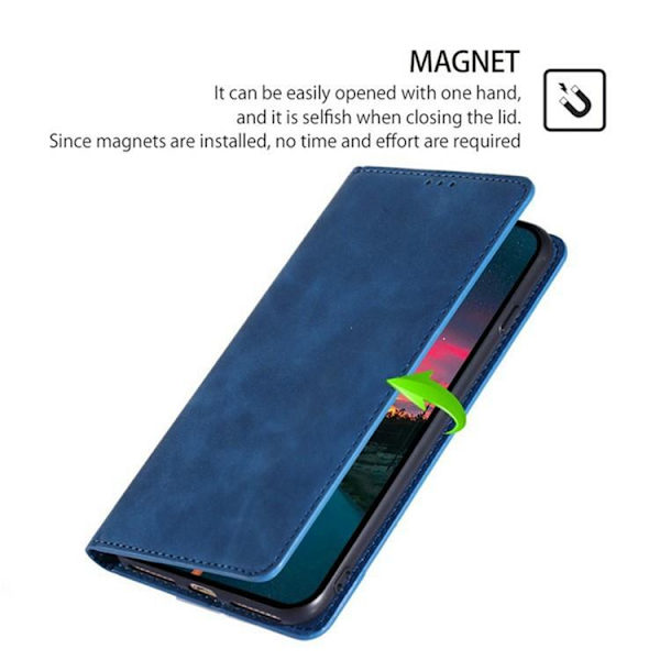 Redmi A5 4G - Magnetiskt Läderfodral med Skinnkänsla Blå
