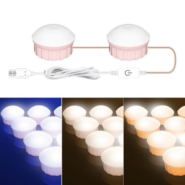 2 LED-lampor Kosmetisk Rum Badrumsspegel Frontljus USB Trefärgs Dimljus