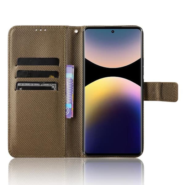 Redmi Note 14 Pro 4G - Diamanttexturerat Läderfodral Brun