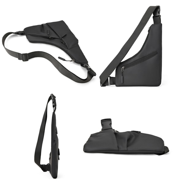 Antistöld Fit Triangle Väska Fritid Läder Film Crossbody Bröstväska Grå